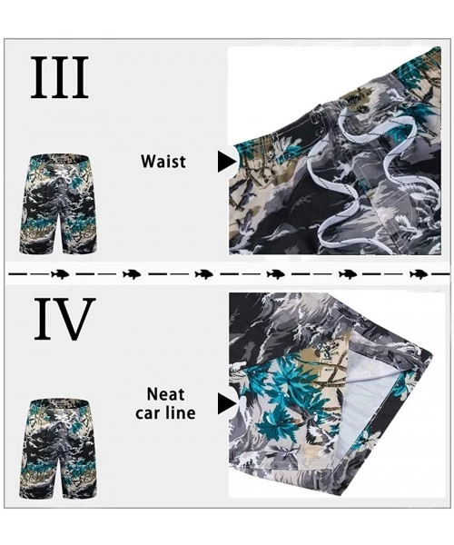 Board Shorts Men's Quick Dry Swim Trunks Long Palm Beach Board Shorts Bathing Suit - Ink Printing - CO18EYH23ZT