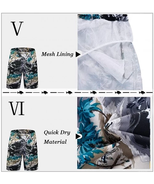 Board Shorts Men's Quick Dry Swim Trunks Long Palm Beach Board Shorts Bathing Suit - Ink Printing - CO18EYH23ZT