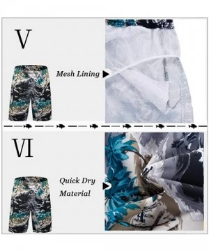 Board Shorts Men's Quick Dry Swim Trunks Long Palm Beach Board Shorts Bathing Suit - Ink Printing - CO18EYH23ZT