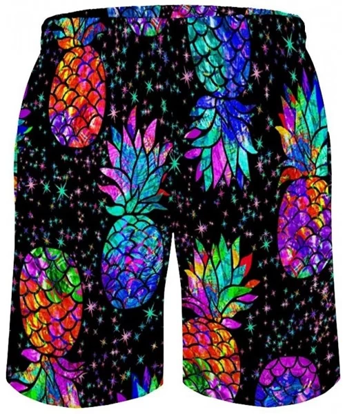 Trunks Starry Sky Shines Pineapple Color Boardshorts Men's Breathable Swim Shorts with Pockets Casual Sports - CP19E8NWKGY