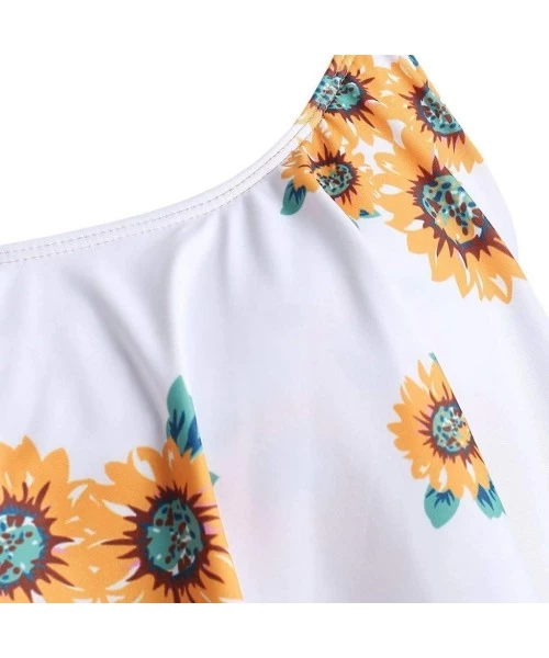 Sets Sunflower Bikini for Women High Waisted Two Pieces Bathing Suits Top Ruffled Beachwear Set - Orange - CX18S69Q4HD