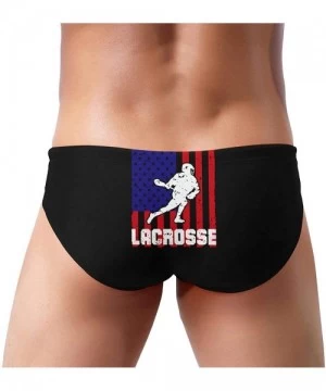 Briefs Lacrosse USA Flag Mens Bikini Swimsuit Funny Swimwear with Drawstring - CE19E7DKX7R