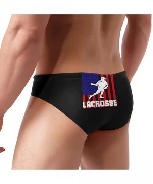 Briefs Lacrosse USA Flag Mens Bikini Swimsuit Funny Swimwear with Drawstring - CE19E7DKX7R