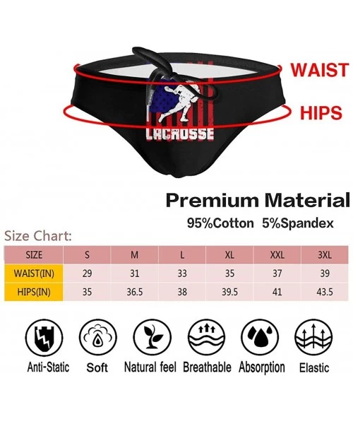 Briefs Lacrosse USA Flag Mens Bikini Swimsuit Funny Swimwear with Drawstring - CE19E7DKX7R