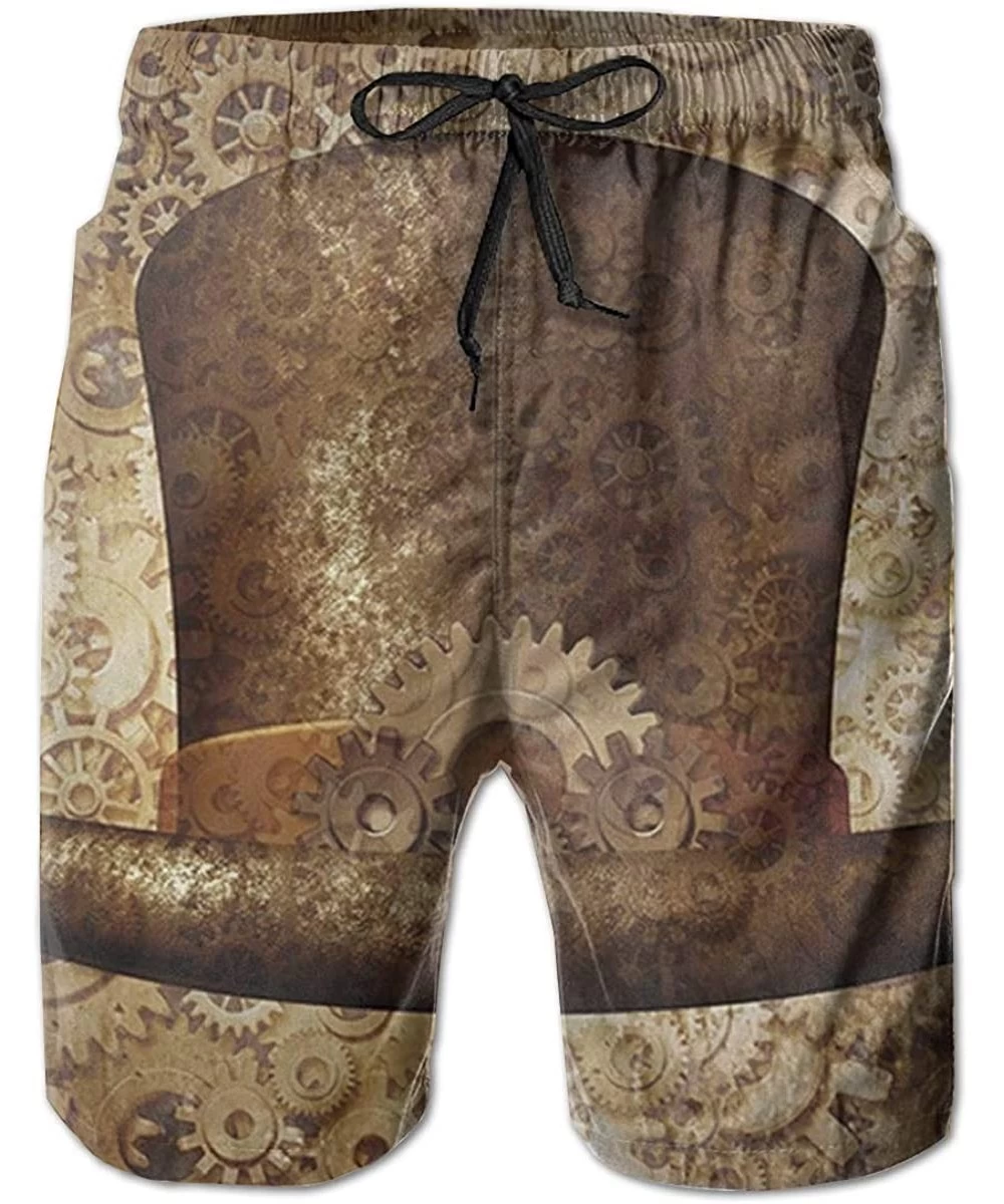 Board Shorts Mens Swim Trunks Quick Dry Beach Shorts Drawstring Waist Surf Shorts (Steampunk Octopus Bike White) - Steampunk ...