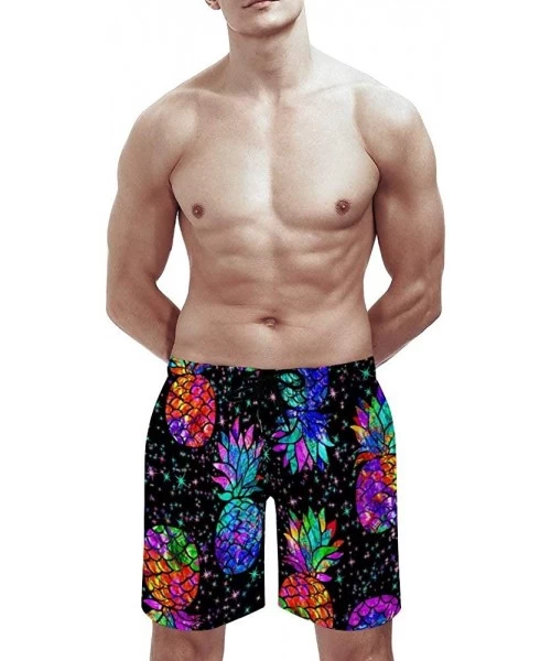 Trunks Starry Sky Shines Pineapple Color Boardshorts Men's Breathable Swim Shorts with Pockets Casual Sports - CP19E8NWKGY