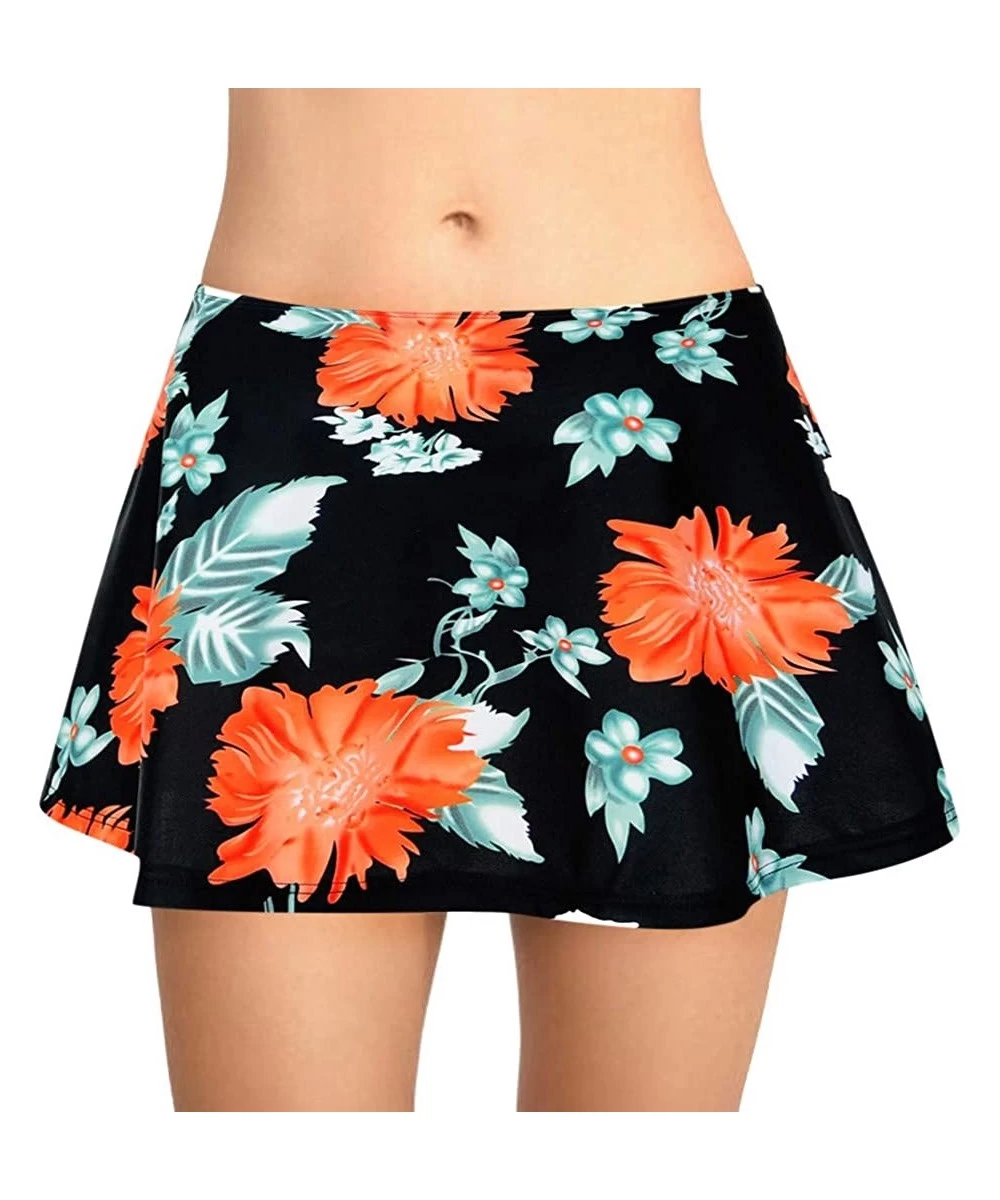 Tankinis Women Swimwear Skirts Jchen Ladies Swimming Floral Print Swim Skirt Bikini Shorts Swimwear Beach Briefs Bottoms Blac...