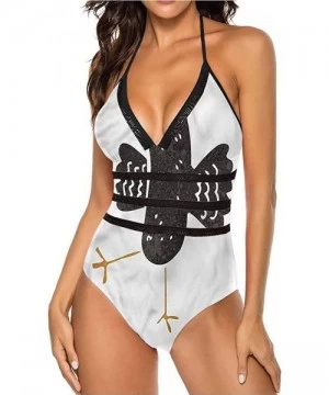 One-Pieces Women's Strappy Swimwear Princess Portrait Frame Great for Pool Party - Multi 22 - CI19C2MC0LU