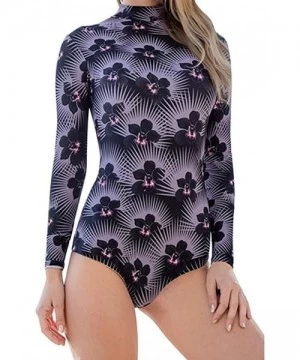 Rash Guards Womens Long Sleeve Rash Guard UV UPF 50+ Sun Protection Printed Zipper Surfing One Piece Swimsuit Swimwear - 10 -...