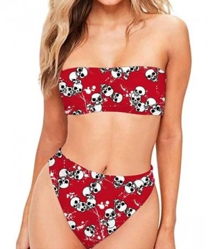 Sets Skull Bikini Set Two Pieces Bandean Swimsuit Bodysuit Plus Up Swimwear - Red - CX18RX8DCL8