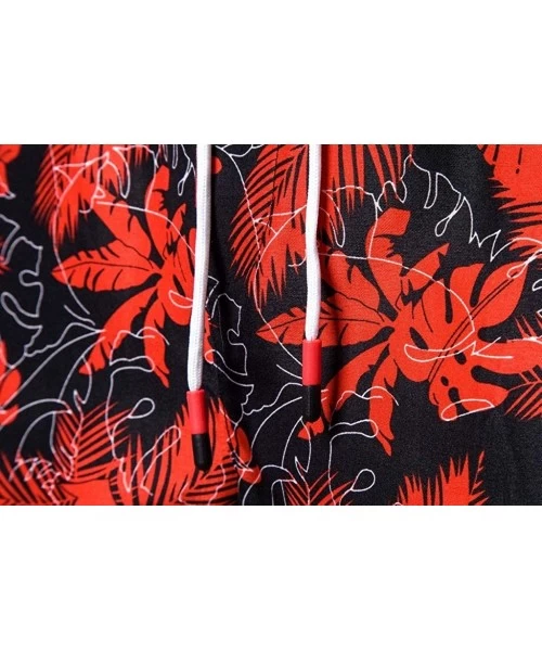 Board Shorts Men Swim Trunks Drawstring Elastic Waist Surfing Beach Board Shorts Pocket - Red - C418TCXKSU4