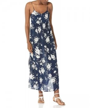 Cover-Ups Women's Strappy Backless Summer Party Maxi Dress - Navy Floral - CX199UHYXTR