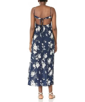 Cover-Ups Women's Strappy Backless Summer Party Maxi Dress - Navy Floral - CX199UHYXTR