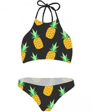 Sets Women Swimsuit Beach Swimwear Tie Halter Padding Bikini Bathing Suit Two Piece Tropical Plants Pattern Pineapple 8 - CT1...