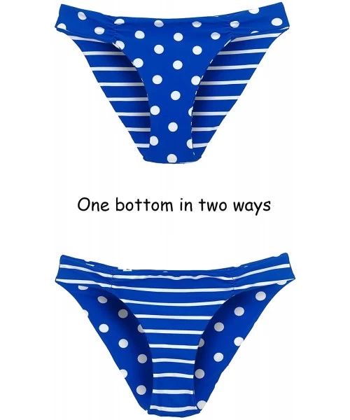 Sets Women's Halter Bikini Set Swimsuit Bathing Suit with Polka Dots Print - Blue - C818GAZWDLQ