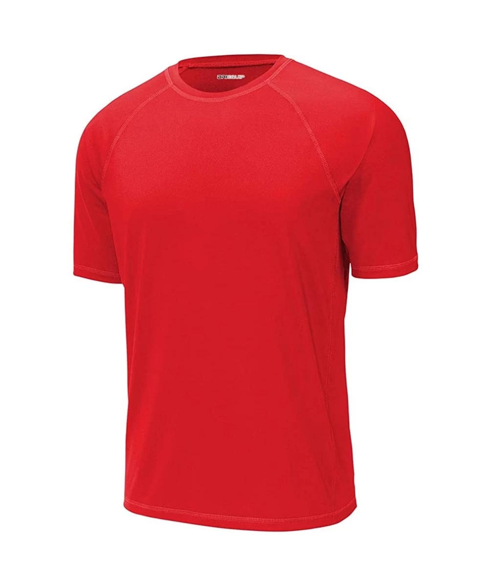 Rash Guards Mens UPF 50 Rashguard Tee Sizes XS-4XL - Truered - C5194RSDRQE