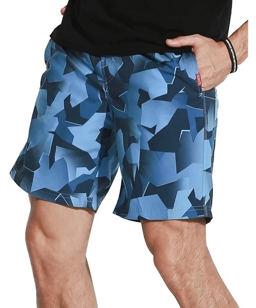 Board Shorts Mens Swim Trunks Quick Dry Beach Shorts - Bluepattern - CZ18OXYZX06