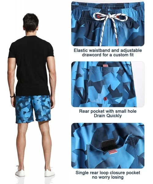 Board Shorts Mens Swim Trunks Quick Dry Beach Shorts - Bluepattern - CZ18OXYZX06