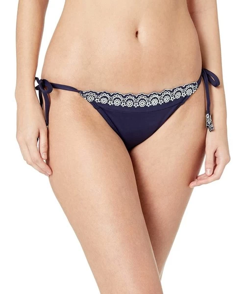 Tankinis Women's Tie Side Bikini Bottom - Apple of My Eyelet Navy - C218K2ZZ8QI