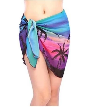 Cover-Ups 2 Pack Womens Sarong Swimsuit Wrap Beach Swimwear Bikini Cover up Womens Chiffon Pareo Solid Color and Patterns - B...