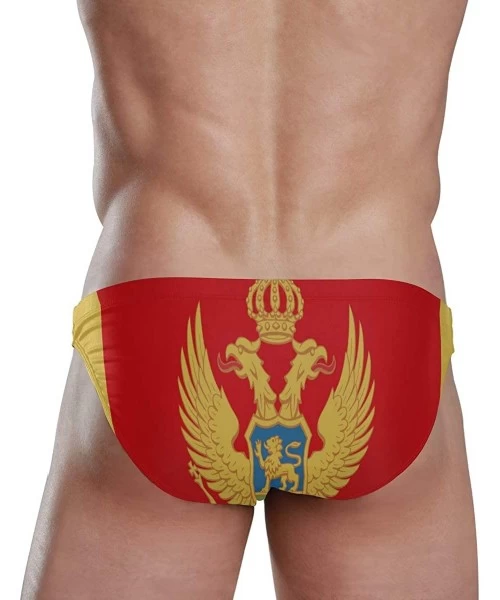 Briefs Mens Swim Bikini Briefs Mexico Flag Circle Swimwear Surf Shorts Trunks - Montenegro Flag - CF18UYXL4I8