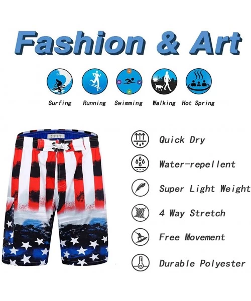 Board Shorts Men's Swimming Trunks with Pockets Beach Swimwear Quick Dry Elastic Waist Board Shorts - Ehp015 - CC18U60D2CM