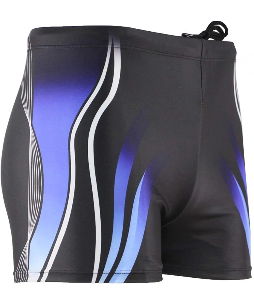 Racing Men's Square Leg Swimsuit Athletic Swimwear Briefs Swim Jammer - Black (Striped) - CC18Q8MZSKA