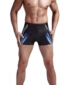 Racing Men's Square Leg Swimsuit Athletic Swimwear Briefs Swim Jammer - Black (Striped) - CC18Q8MZSKA