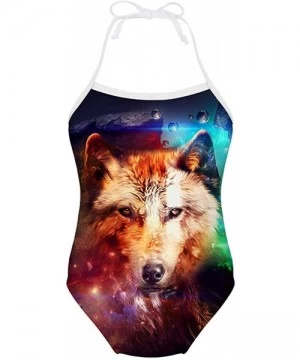 Sets Little Girls One Piece Swimsuit Animal Printed Bathing Suit Surfer Short - X-galaxy Wolf - CC194TMQZSH