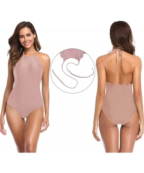 Racing Women's Deep V Padded Backless High Cut Leotard One Piece Swimsuits Bathing Suits - Pale Mauve - C - CM18EOYSN5Z