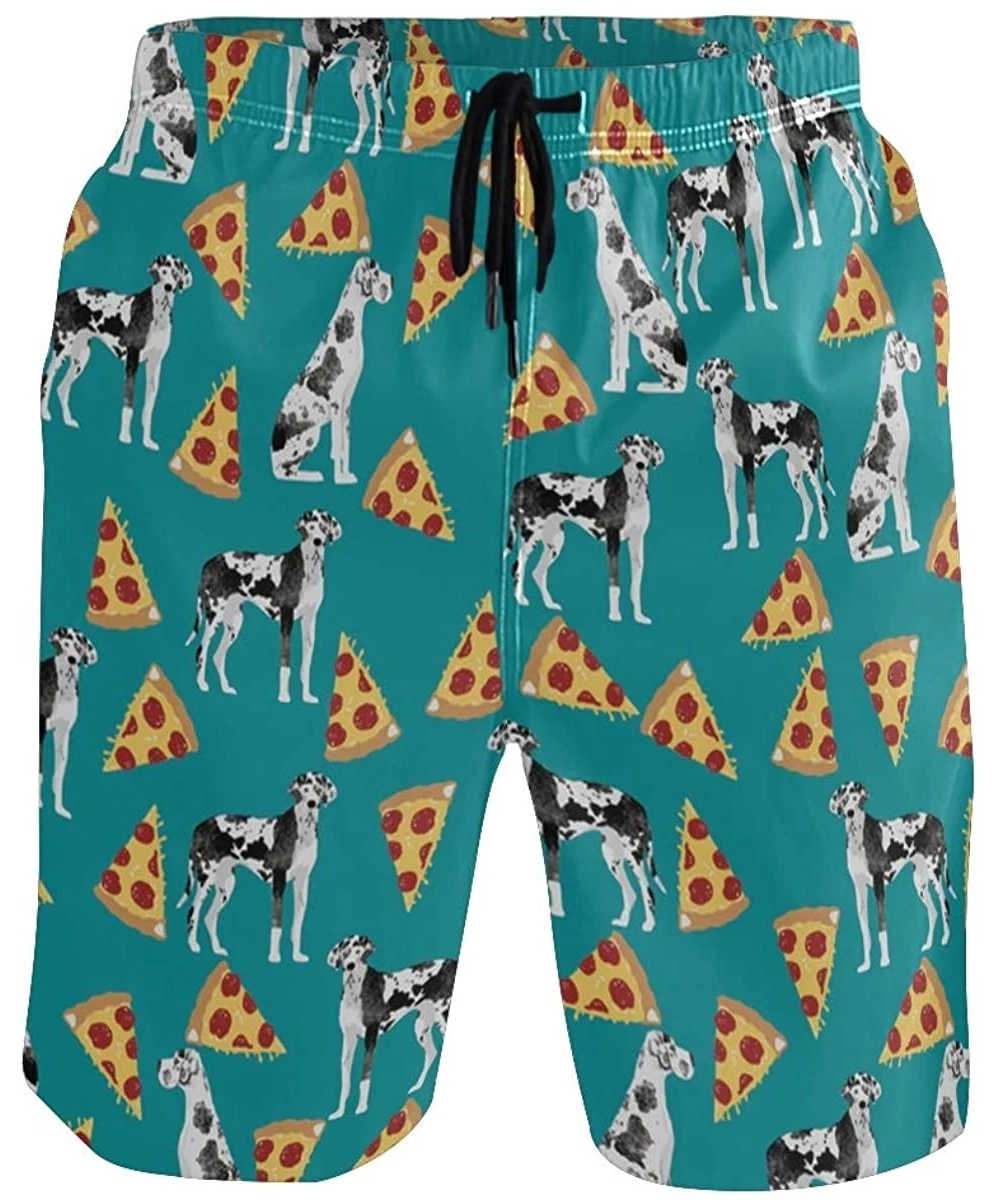 Board Shorts Men's Quick Dry Swim Trunks with Pockets Beach Board Shorts Bathing Suits - Great Dane Pizza - CN194AX9I3Z