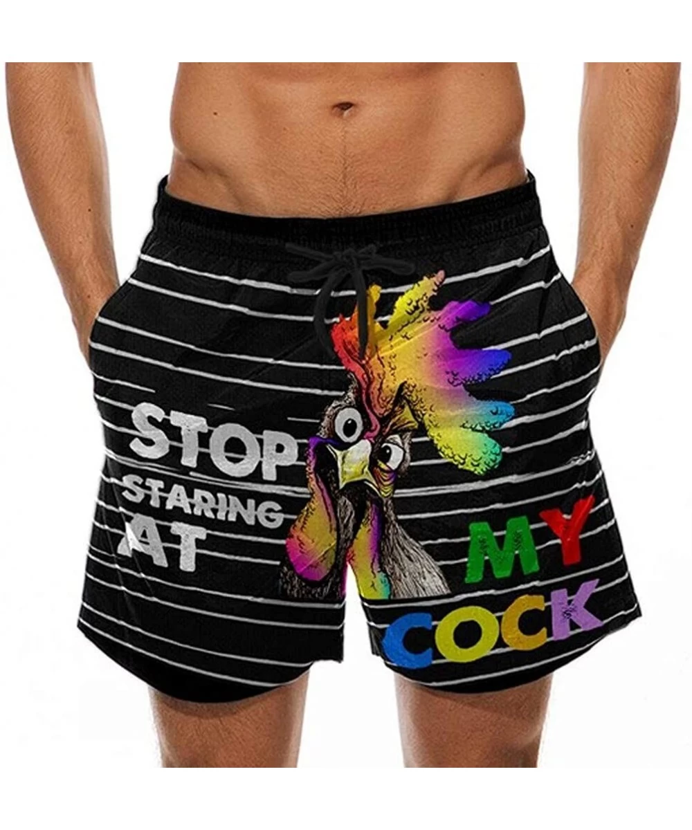 Board Shorts Men's Beachwear Shorts Summer Drawstring Cock Printed Beer Festival Casual Beach Surf Board Swimming Trunks Pant...