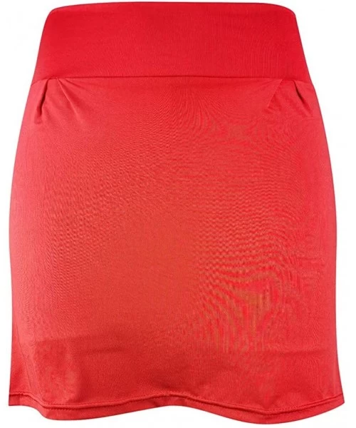 Cover-Ups Women Basic Slip Bike Shorts Compression Workout Leggings Yoga Shorts Capris Athletic Shorts Men - Red - CT190U6QEH4