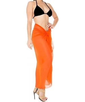 Cover-Ups Women One Size Summer Beach Wrap Cover Up Maxi Skirt Sarong Full Long B - Pumpkin Orange_o21 - CF110FSXBN7