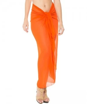 Cover-Ups Women One Size Summer Beach Wrap Cover Up Maxi Skirt Sarong Full Long B - Pumpkin Orange_o21 - CF110FSXBN7