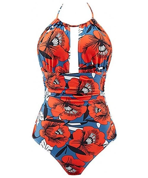 One-Pieces Swimsuits for Women Tummy Control One Piece Printing Swimwear Front Hollow Bathing Suits Monokinis Summer Swimsuit...