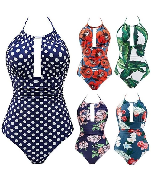 One-Pieces Swimsuits for Women Tummy Control One Piece Printing Swimwear Front Hollow Bathing Suits Monokinis Summer Swimsuit...