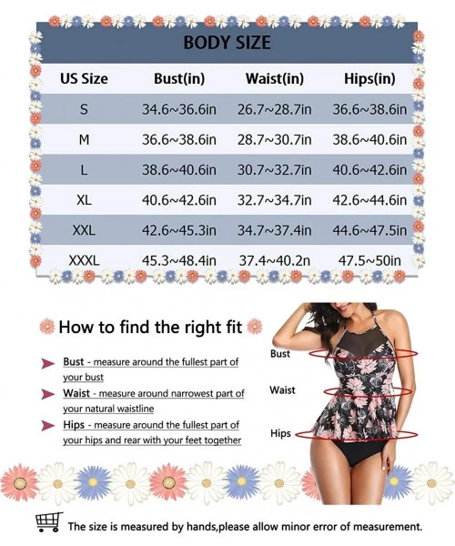 Racing Women's Tummy Control Tankini Swimsuit Two Piece Mesh Swimdress Swimwear Floral Printed Bathing Suit for Women Wine Re...