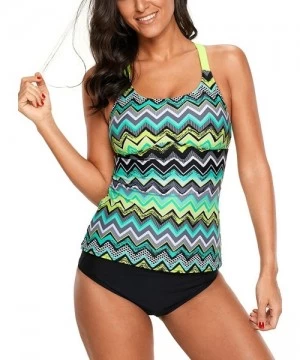 Tankinis Womens Striped Print Racerback Tankini Swim Top No Bottom (S-XXXL) - Multicoloured-9 - CD18DRLMWWU