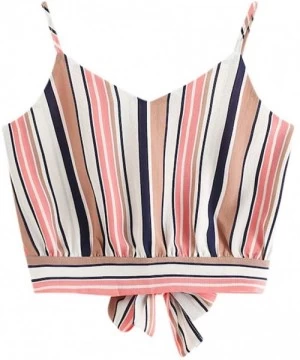 One-Pieces 2020 Summer Womens Camisole Sleeveless Striped Button Camis Spaghetti Strappy Bowknot Crop Tank Tops Vests 5 Pink ...