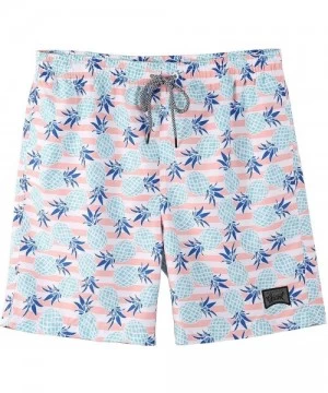 Trunks Men's Swim Trunks Quick Dry Beach Shorts with Mesh Lining - Pineapple-light Blue - C018WE5O033