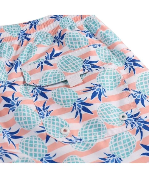 Trunks Men's Swim Trunks Quick Dry Beach Shorts with Mesh Lining - Pineapple-light Blue - C018WE5O033