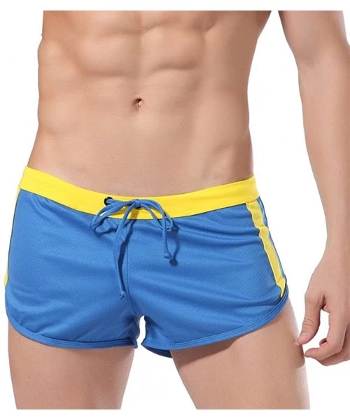 Trunks Men's Swim Trunks Beach Shorts with Drawstring Swimwear - Blue - CG12KDK8CNZ