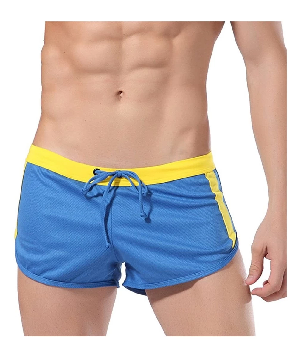 Trunks Men's Swim Trunks Beach Shorts with Drawstring Swimwear - Blue - CG12KDK8CNZ