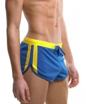 Trunks Men's Swim Trunks Beach Shorts with Drawstring Swimwear - Blue - CG12KDK8CNZ