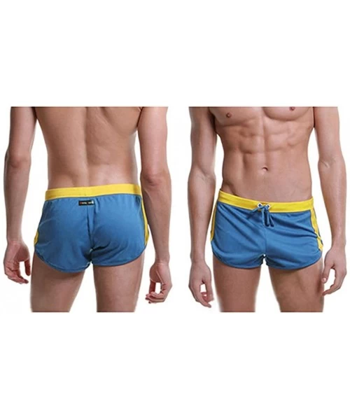 Trunks Men's Swim Trunks Beach Shorts with Drawstring Swimwear - Blue - CG12KDK8CNZ