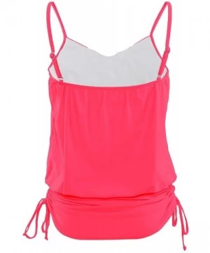 Tops Womens Retro Swimdress Swing Strap Tankini Swim Top No Bottom - Pink - CT18RO4E4OZ