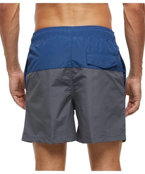 Trunks Men's Swim Trunks Quick Dry Beach Shorts with Pockets - Steel Blue+grey - C418A8SLDZD