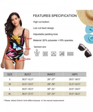 Racing Women's Tummy Control Classic Party One-Piece Halter Backless Bathing Suits Beachwear - Tropical Flowers 2 - CK1987YRET2