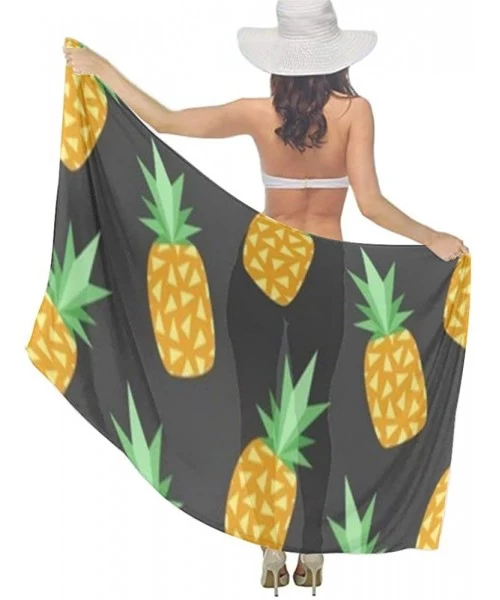 Cover-Ups Women's Swimwear Cover Ups- Summer Vacation Beach Sarong Soft Shawl Wrap - Summer Pineapple - CL19C49HM2K